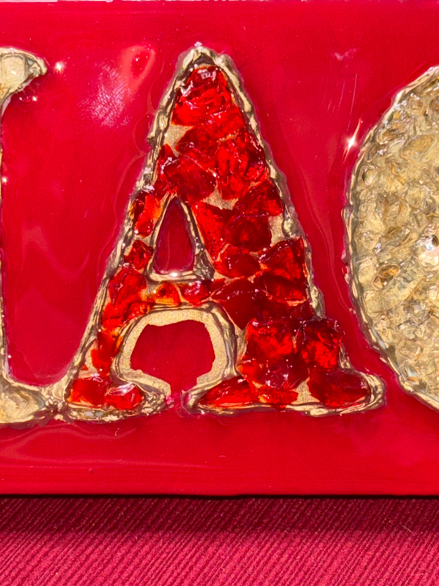 MAGA Glass Art - Red Background- SMALL-3X9 IN