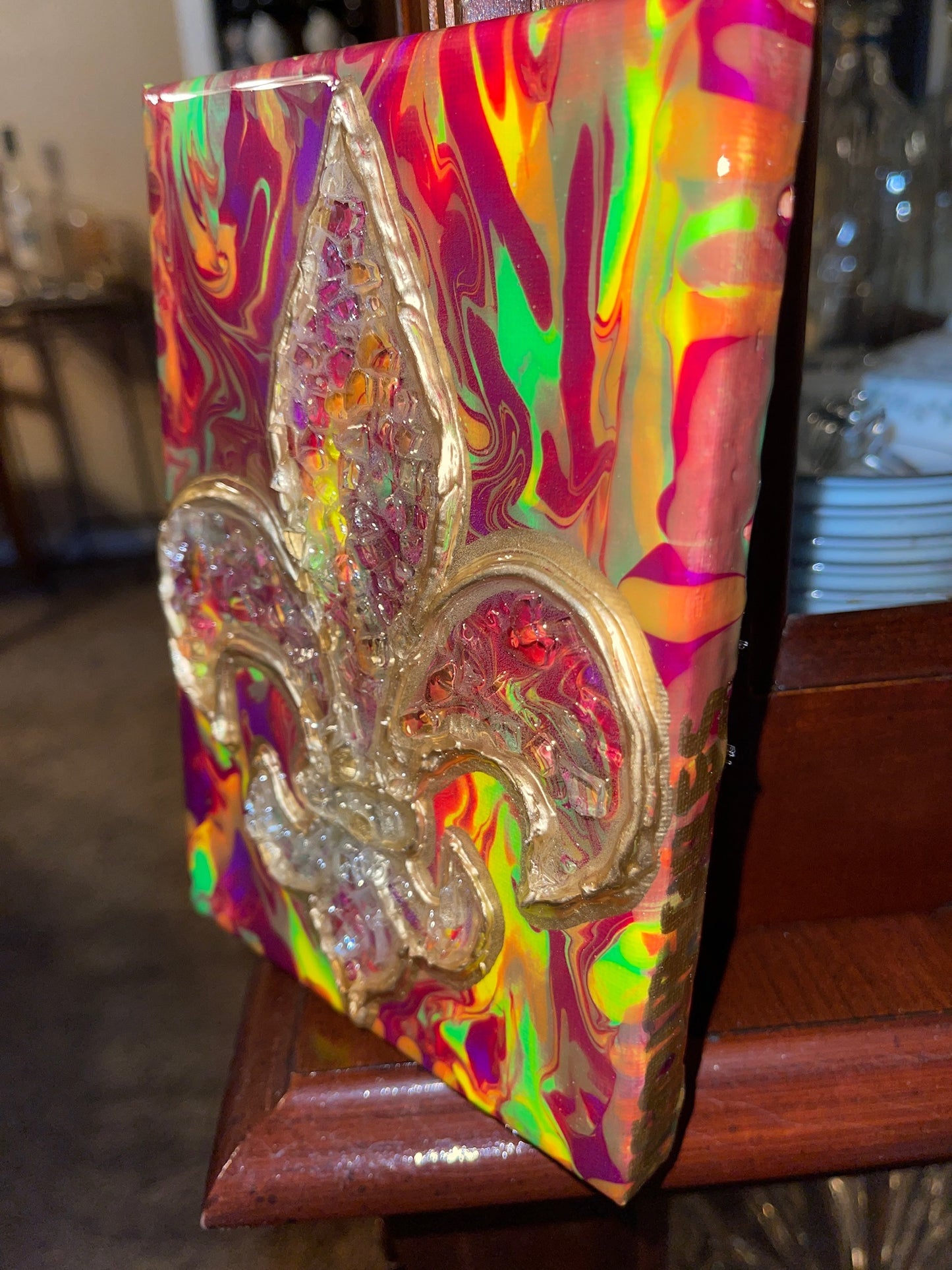 Mardi Gras Fleur De Lis Multi Color 5x7