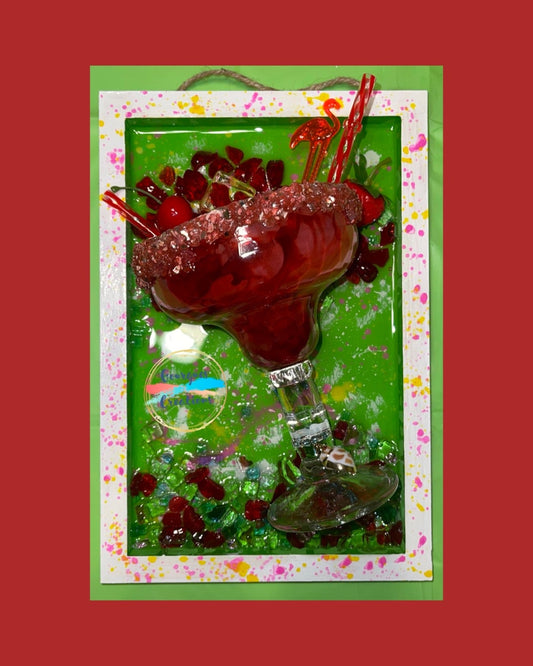Flamingo Strawberry-Rita 8x12