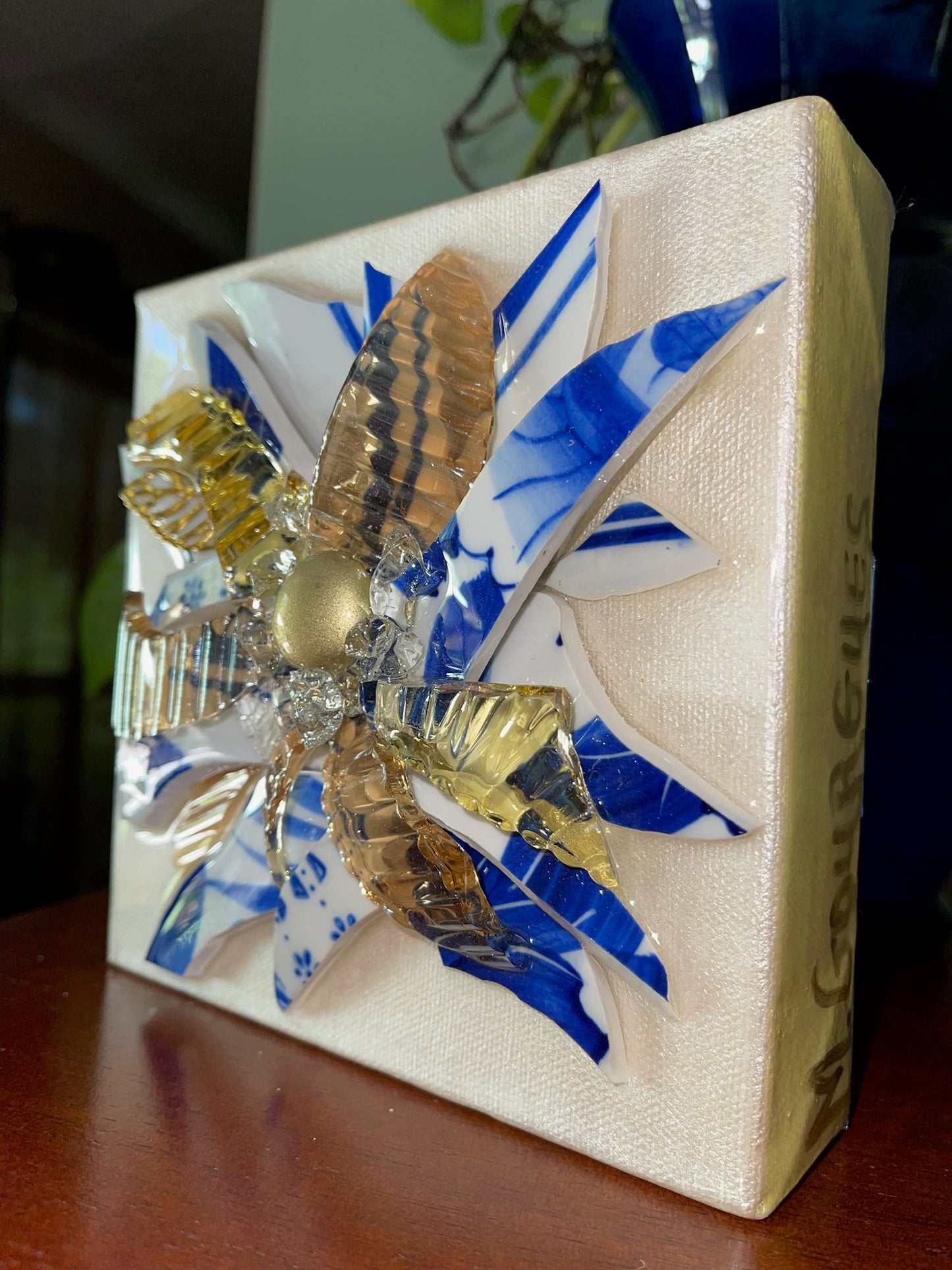 Royal Blue Sunflower SERIES #1 - 6"x6"