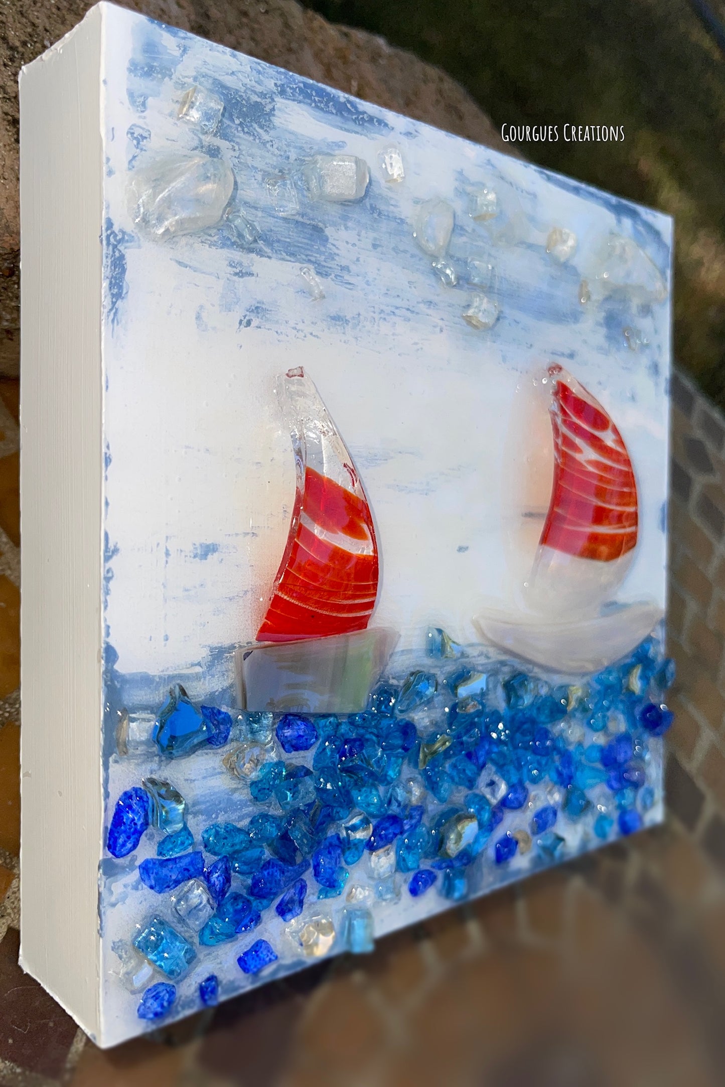 Sailboat Art - Sailing Into the Blue 6x6