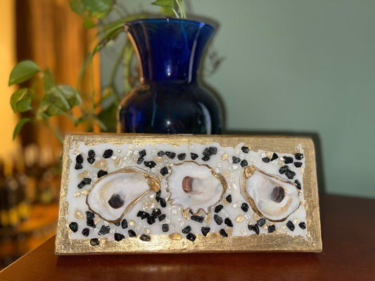 OYS Shell & Glass Art - Triple Black/Brown/Gold 6x12