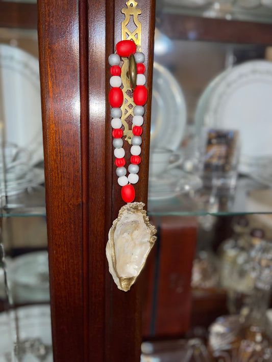 10.5" Blessing Beads - Red/White/Gray