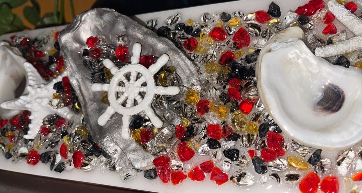 OYS Shell & Glass Art - Ship Wheel 6x12