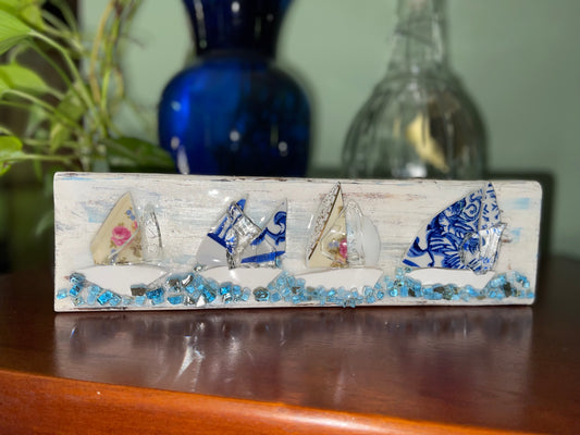 Sailboat Art - Vintage Blue 4x12