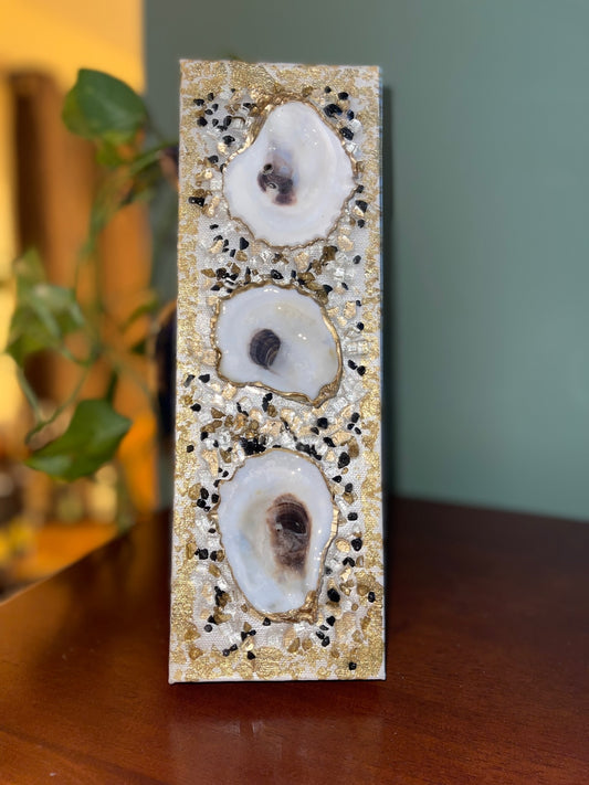 OYS Shell & Glass Art - Triple Gold/Black/Brown 6x12