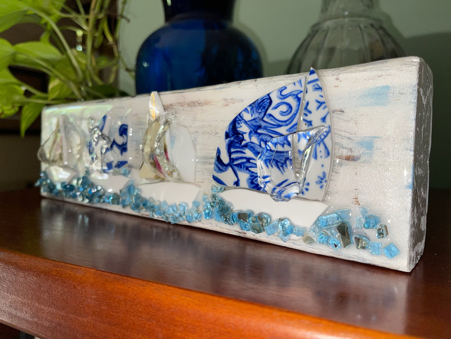 Sailboat Art - Vintage Blue 4x12