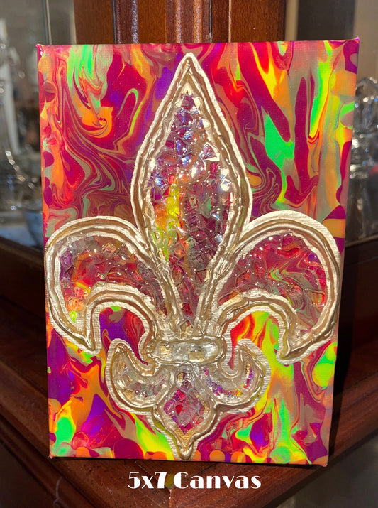 Mardi Gras Fleur De Lis Multi Color 5x7