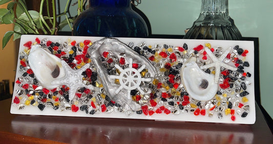 OYS Shell & Glass Art - Ship Wheel 6x12