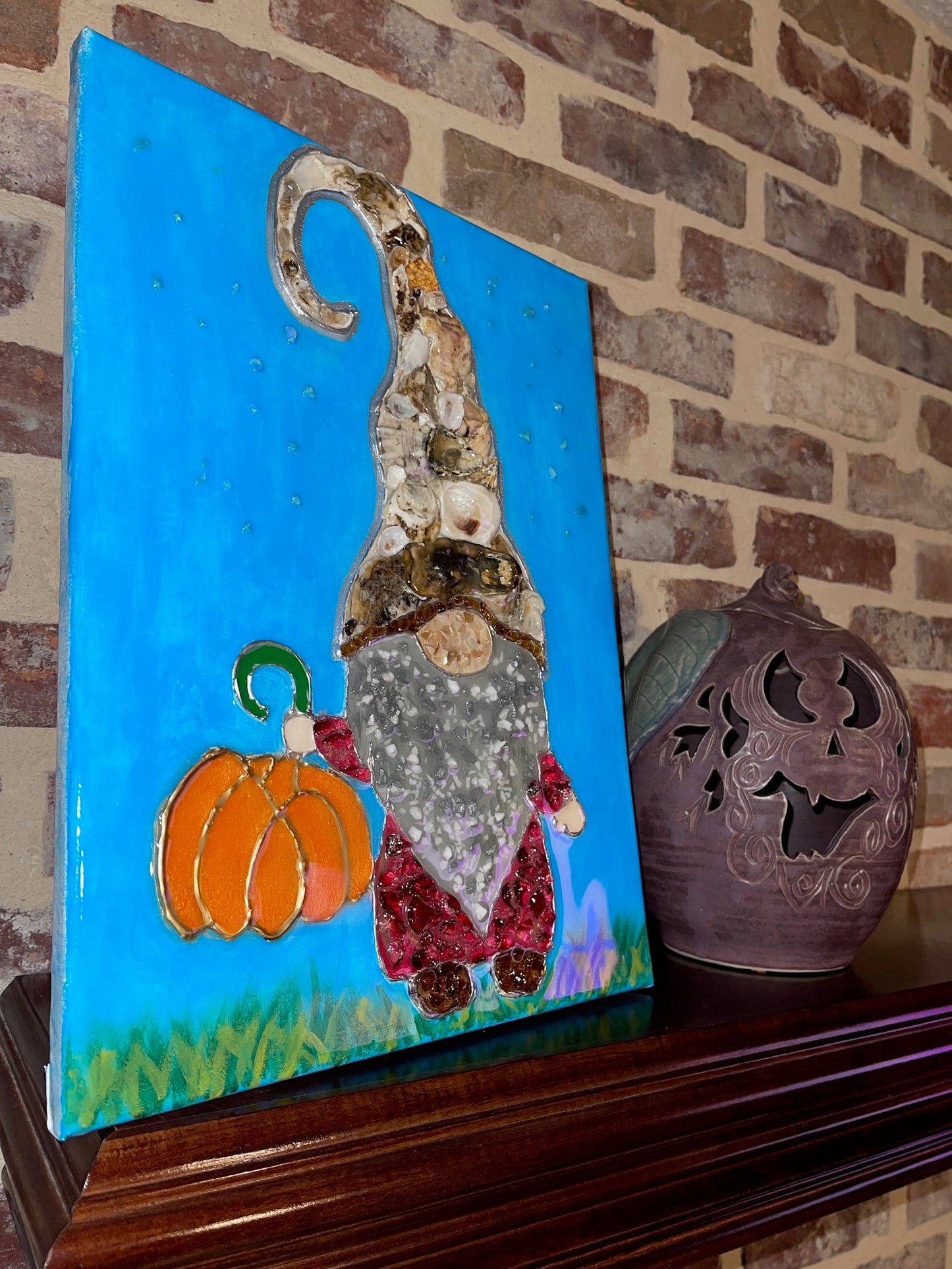 Sandy Pumpkin Gnome 11X14
