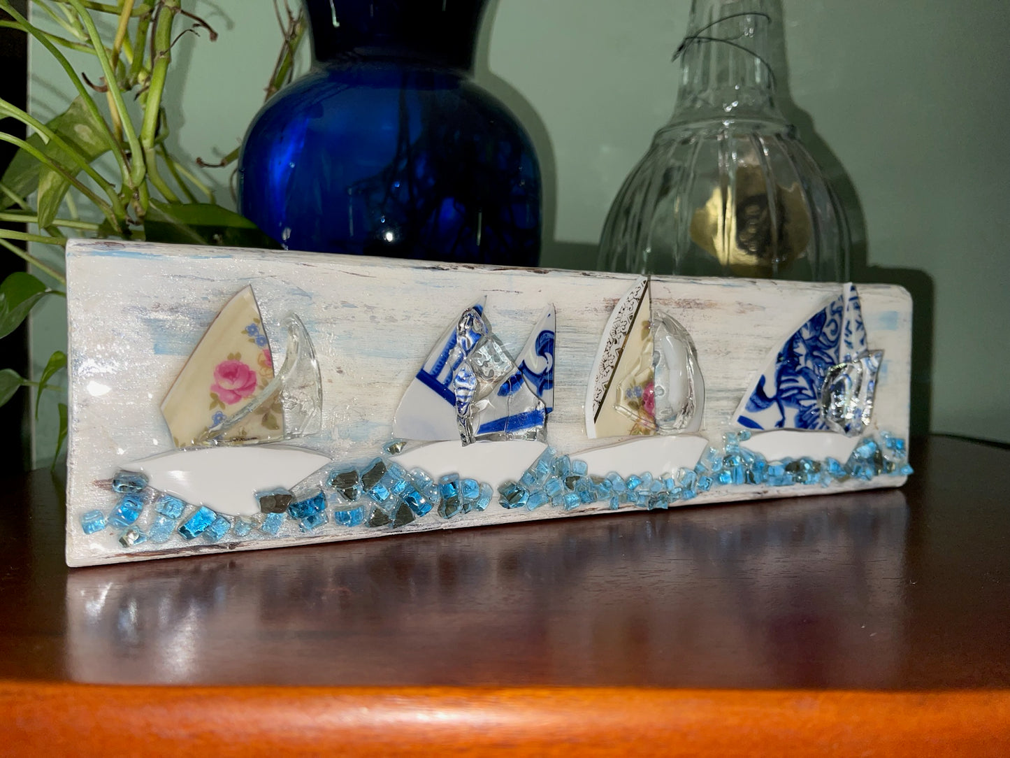 Sailboat Art - Vintage Blue 4x12