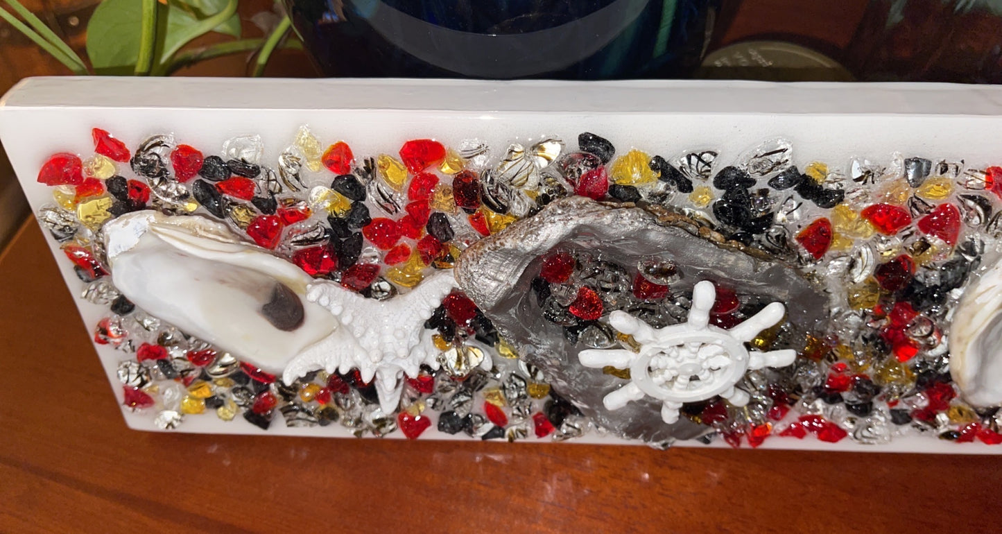 OYS Shell & Glass Art - Ship Wheel 6x12