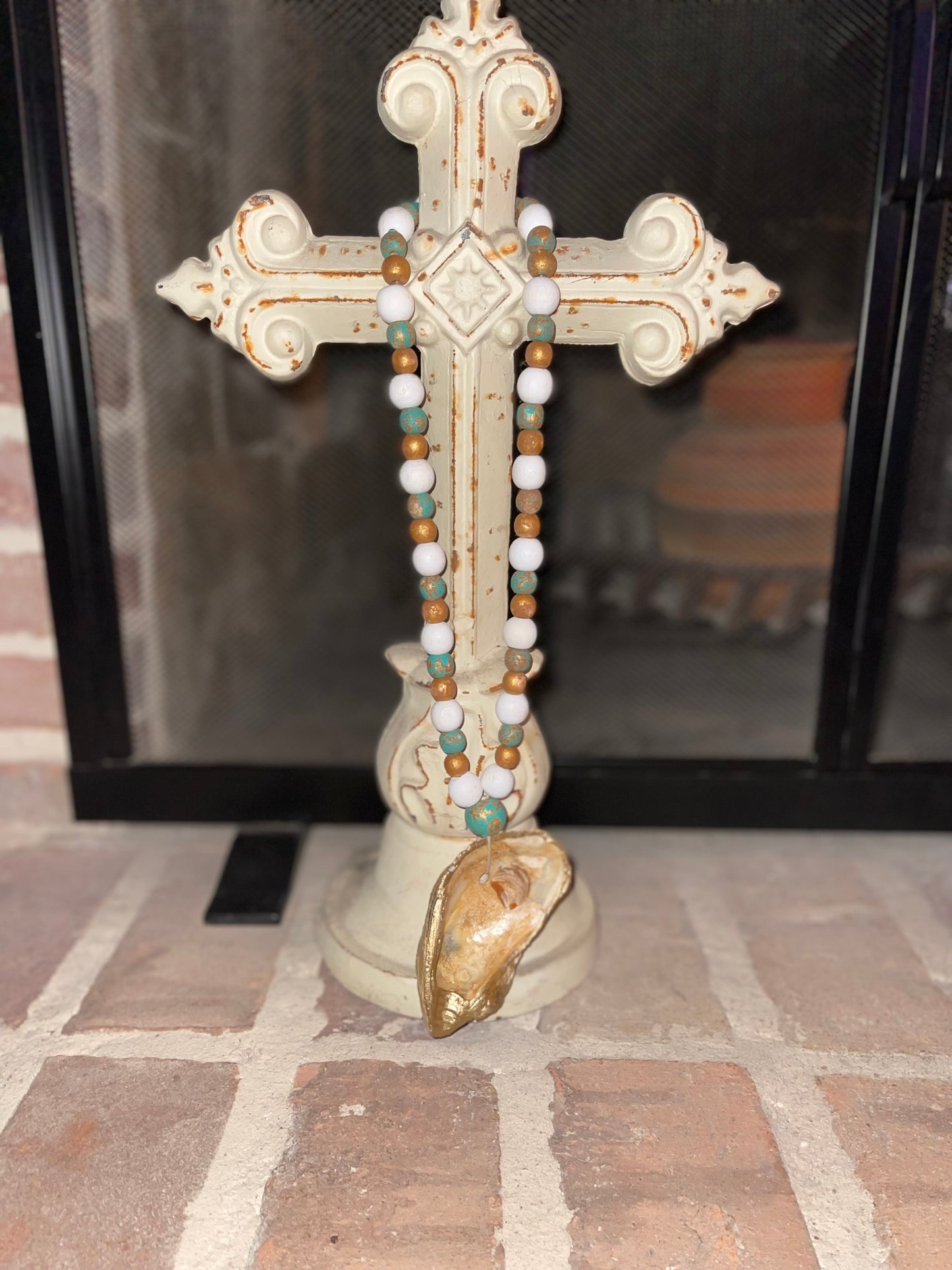 16" Blessing Beads - Green/Gold/White