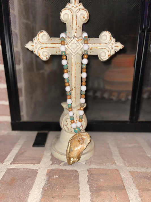 16" Blessing Beads - Green/Gold/White