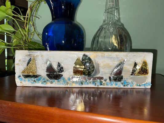 Sailboat Art - Golden Sails 4X12