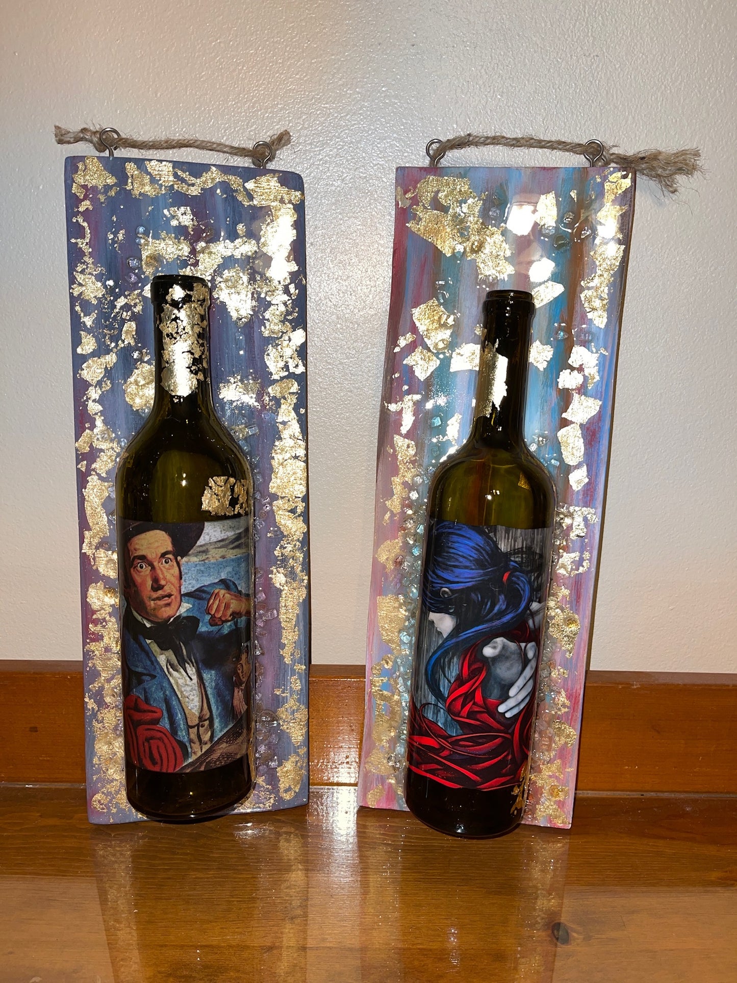 Glass Bottle Art - Cowboy 7x14