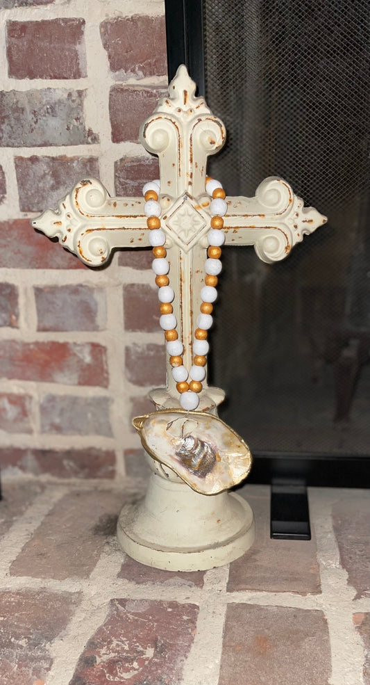 14" Blessing Beads - Gold/White