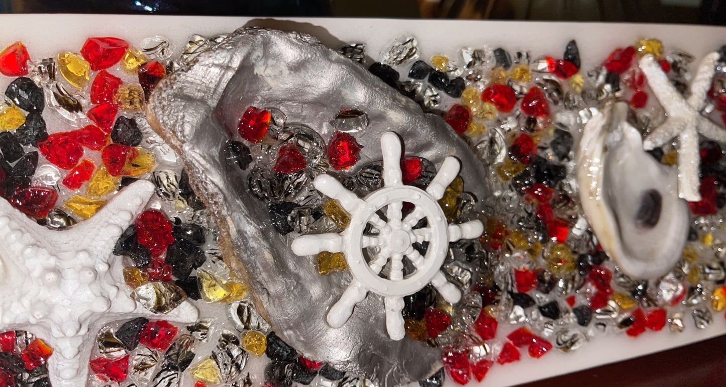 OYS Shell & Glass Art - Ship Wheel 6x12