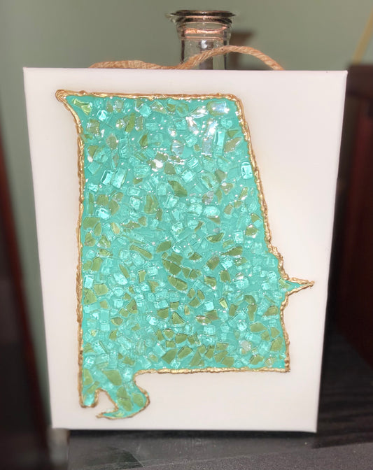 ALABAMA - Teal/White 8x10