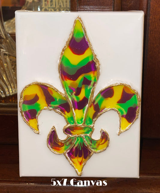 Mardi Gras Fleur De Lis Gold 5x7