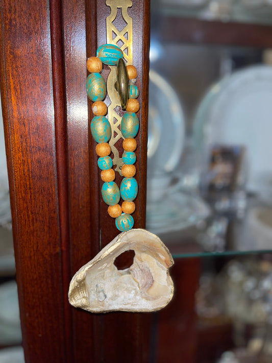 8.5" Blessing Beads - TealGreen/Gold