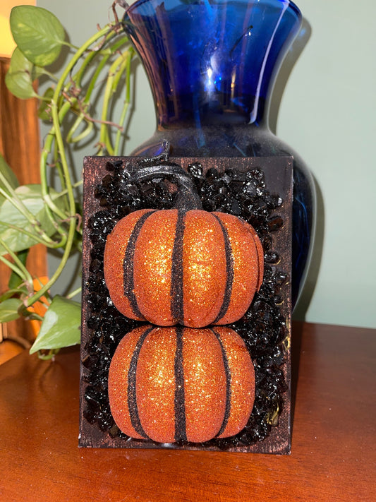 Pumpkin Stack Glass & Resin 5X7